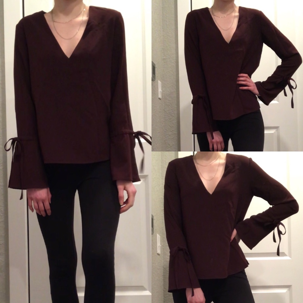 Dylan Gray Burgundy Long Sleeve Top with Ties